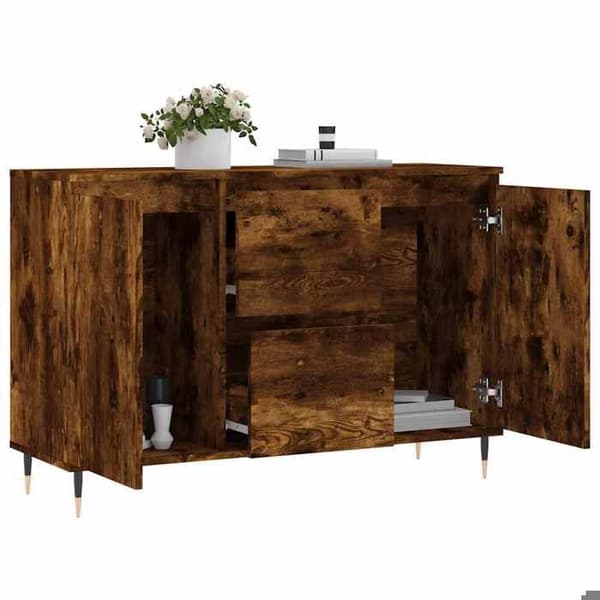 Maison Exclusive - Buffé ek rökig 101,5x35x70 cm ingenjörsträ