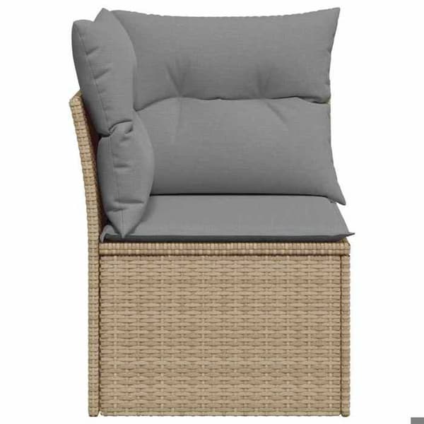 Maison Exclusive - U-formad trädgårdsoffa med beige kuddar i flätad resin