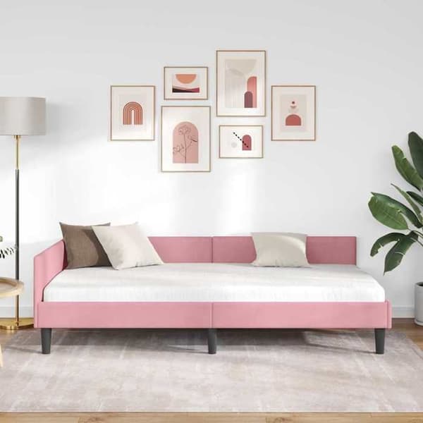 Maison Exclusive - Hörnsängram Rosa 90 cm x 200 cm Sammet