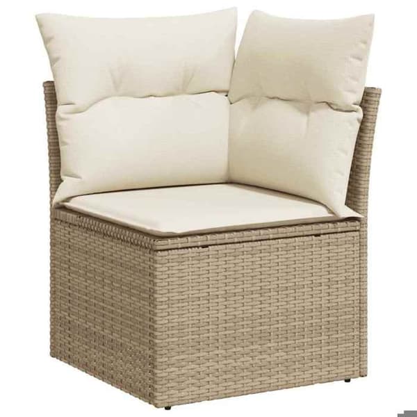 Maison Exclusive - Trädgårdsmöbler med kuddar 9 delar beige flätad resin