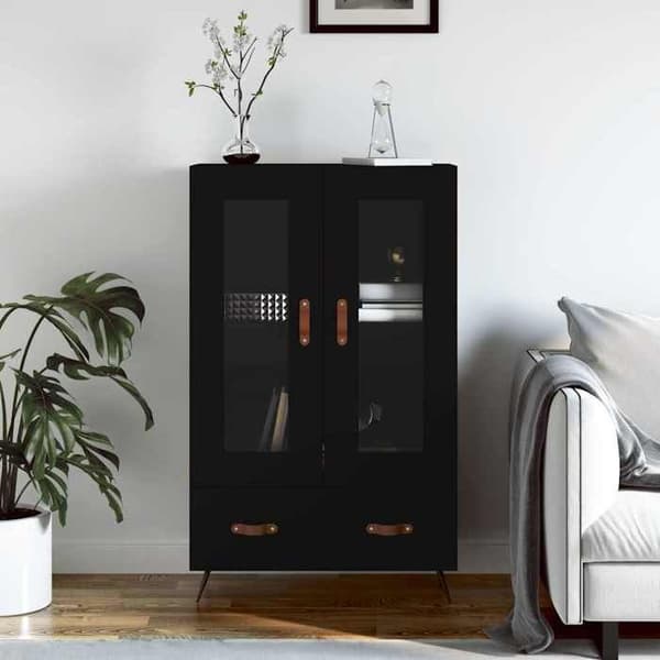 Maison Exclusive - Svart hög buffé 69,5x31x115 cm ingenjörsträ