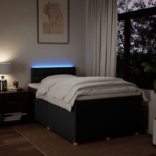 Maison Exclusive - Seng med lameller og madras Sort 120x200 cm Stof