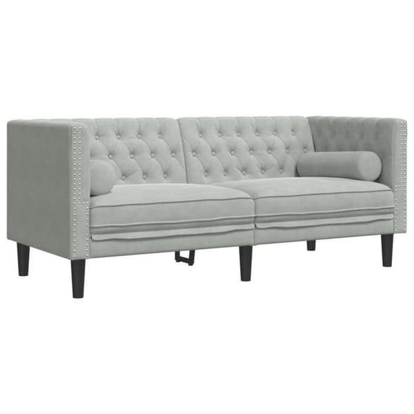 Maison Exclusive - Chesterfield-soffgrupp med 2 st ljusgrå kuddar Ljusgrått