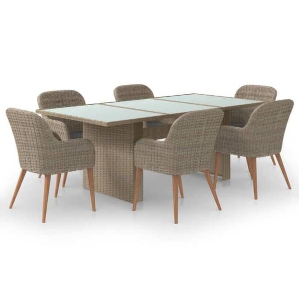 Maison Exclusive - Trädgårdsset 7 delar Flätad resin Brun