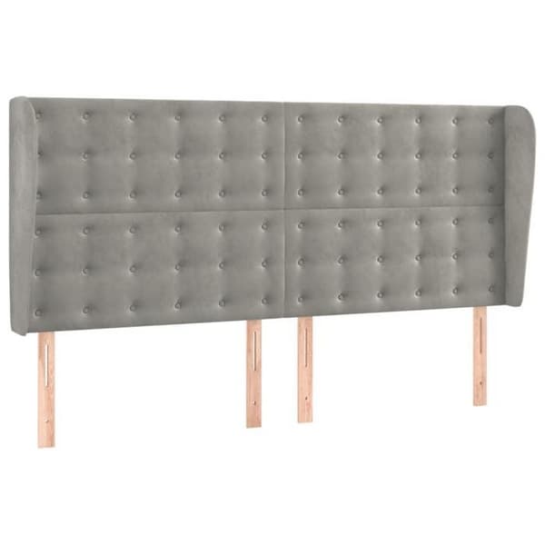 Maison Exclusive - Päätylevy korvilla Vaaleanharmaa 203x23x118/128 cm Sametti ljusgrått