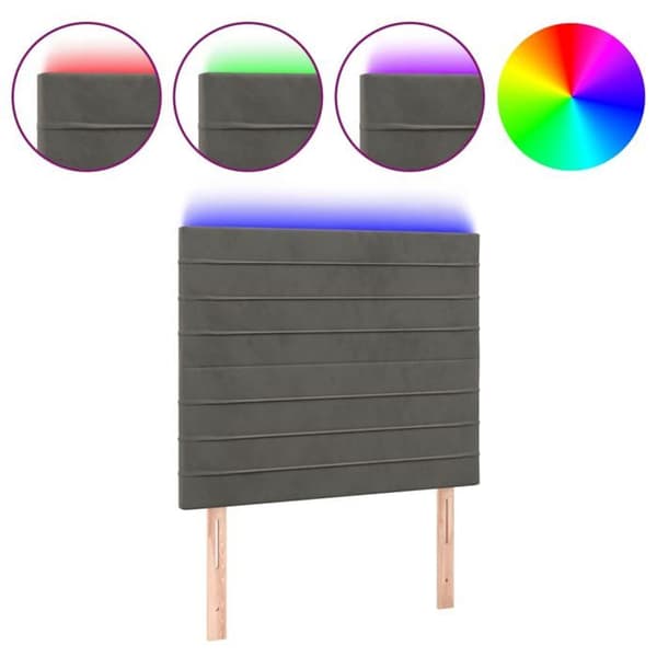 Maison Exclusive - LED Hovedgærde Mørkegrå 90x5x118/128 cm Velour mörkgrå