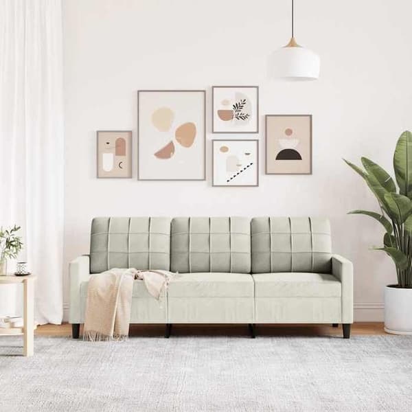 Maison Exclusive - Soffa 3-sits Creme 180 cm Sammet Grädde