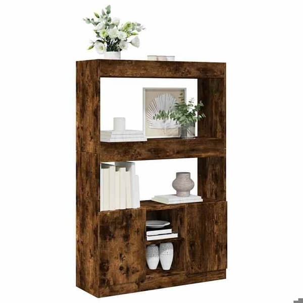 Maison Exclusive - Buffé hög rökig ek 92x33x140 cm ingenjörsträ