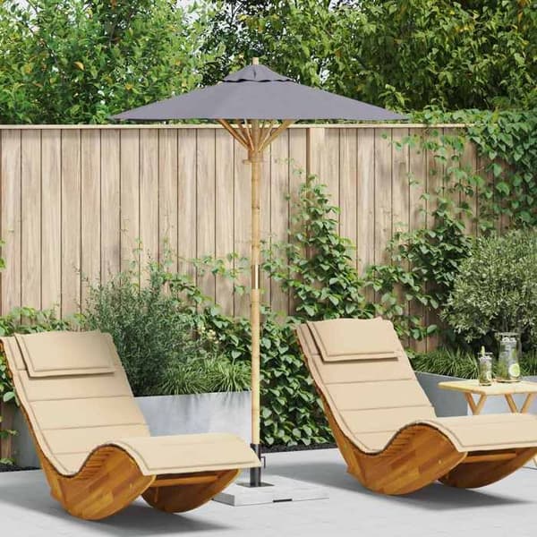 Maison Exclusive - Haveparasol Ø 150 x 210 cm Rund Bambus Mørkegrå