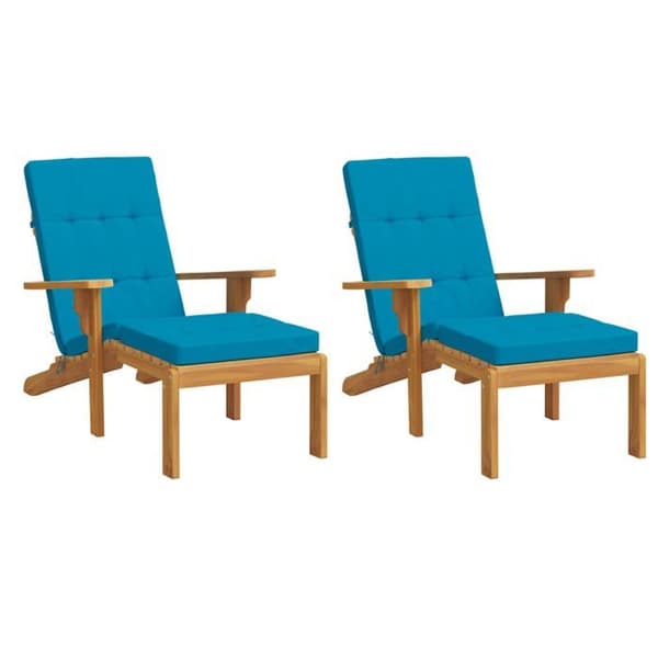 Maison Exclusive - Långfällstolar kuddar set om 2 ljusblå oxfordtyg ljusblå
