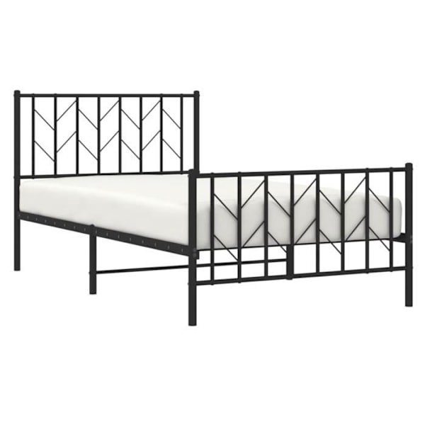 Sengeramme i metal uden madras med sort fodbræt 100x190cm90 [cm] Svart