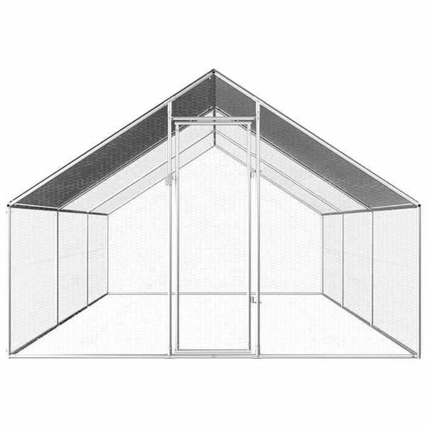 Exklusivt hus - Utomhus hönshus 2,75 x 6 x 1,92 m Galvaniserat stål Silverram; grått tak