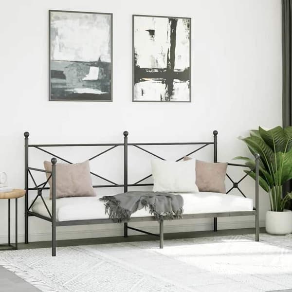 Sengestel - EKSKLUSIV HUS - Hvile seng - 80x200 cm - Sort stål - Lamelseng & opbevaring