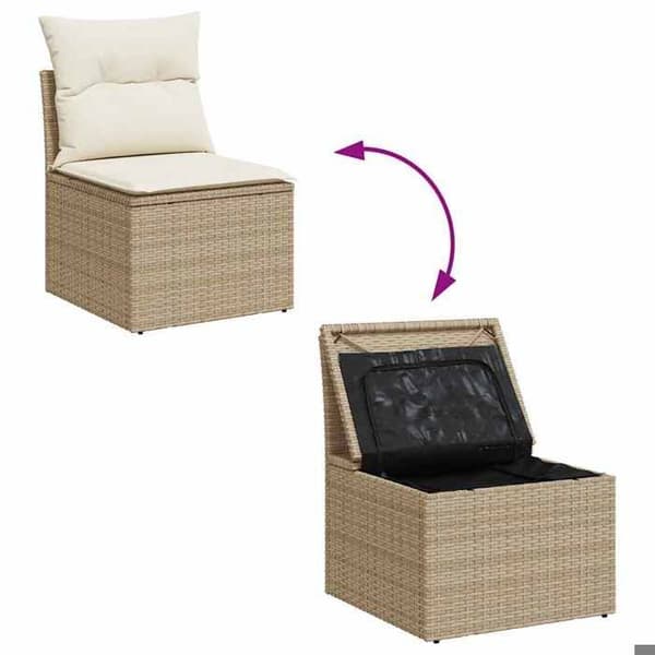 Maison Exclusive - Trädgårdsmöbler med kuddar 5 delar beige flätad resin