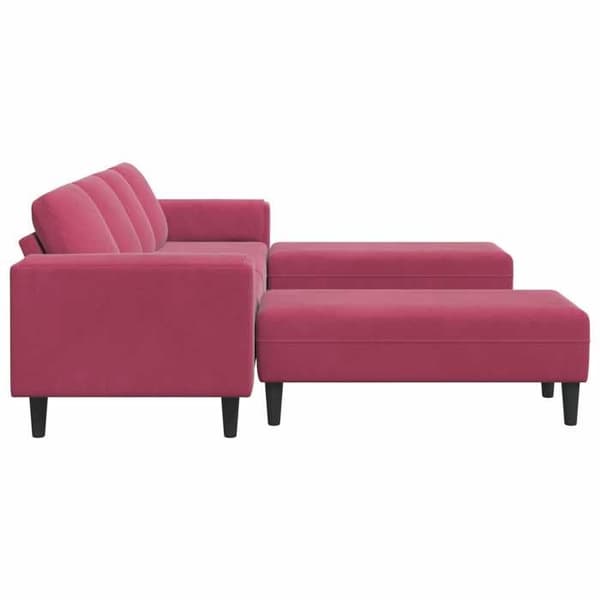 Divaani - MAISON EXCLUSIVE - 3 paikkaa Bordeaux - Polyesteripäällyste - Vanerirunko - Mustat jalat Bordeaux