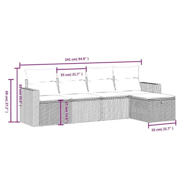 Maison Exclusive - Trädgårdsmöbler 5 delar med ljusgrå kuddar i flätad resin
