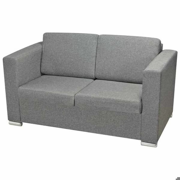 Sofa sæt 2 dele - Eksklusivt hus - Lys grå - Polyester stof - Træramme & krom ben ljusgrått