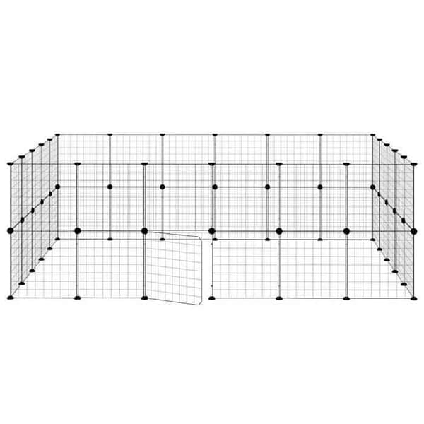 Maison Exclusive - Kæledyrbur med 44 paneler og dør Sort 210x175x70 cm