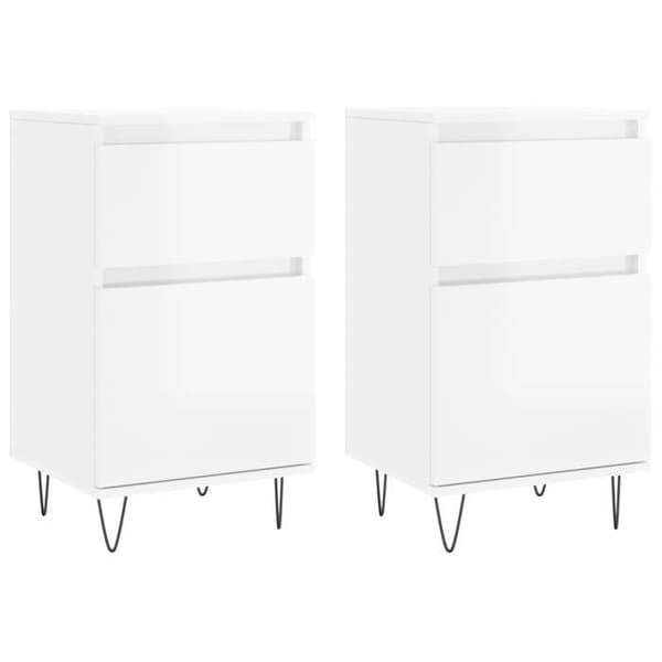 Maison Exclusive - Buffeter 2 stk hvid glans 40x35x70 cm ingeniørtræ