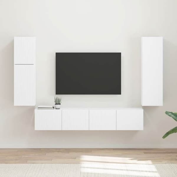 Maison Exclusive - TV-møbel sæt 4 stk Hvid Ingeniørtræ