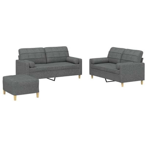 Maison Exclusive - Sæt af 3 sofaer med mørkegrå puder i stof