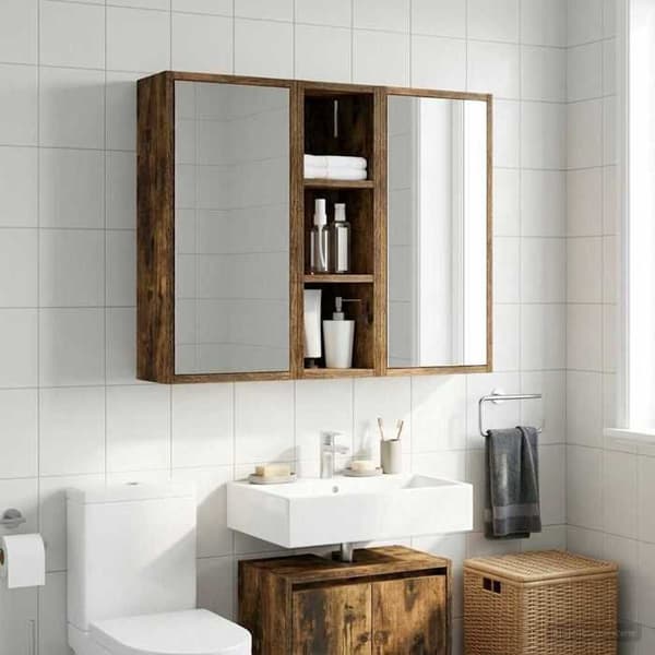 Maison Exclusive - Vægskab til badeværelse Røget Eg 20 x 16 x 62,5 cm