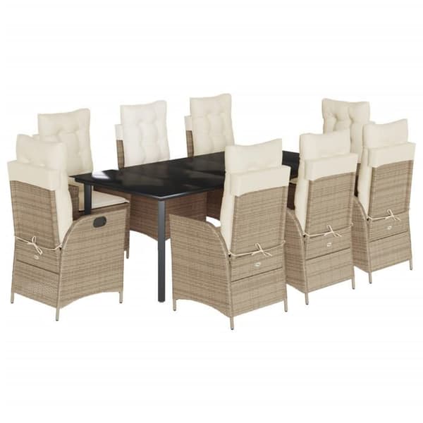 Havemøbler - EKSKLUSIVT HUS - 9 dele - Beige - Poly rattan - Justerbar ryg beige