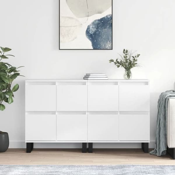 Maison Exclusive - Buffeter 2 stk hvidt ingeniørtræ Vit