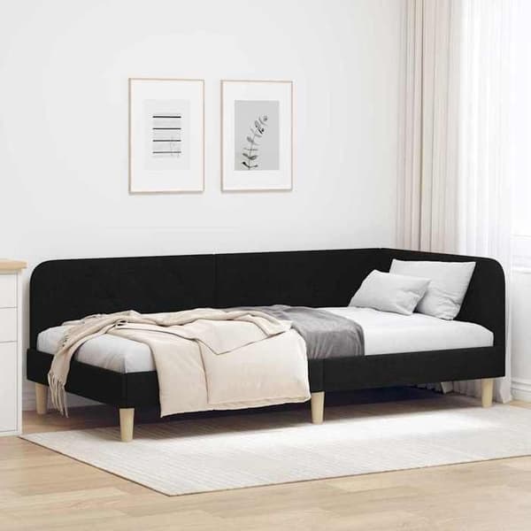 Maison Exclusive - Sort hjørneseng 90 x 190 cm stof