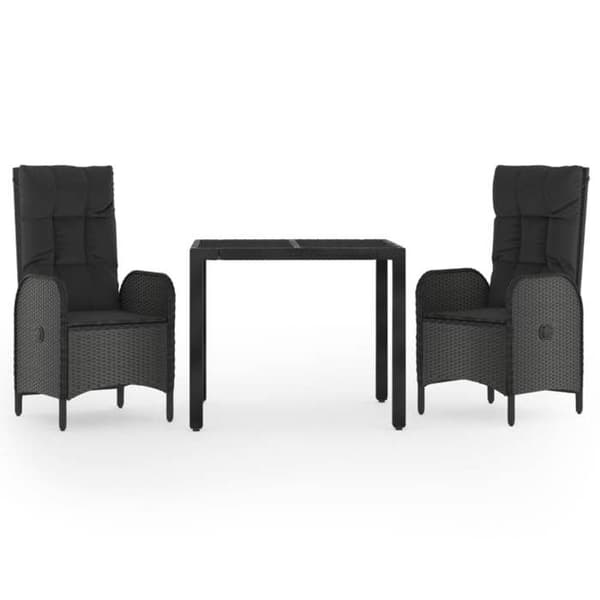 Maison Exclusive - Puutarhakalusteryhmä tyynyillä 3 kpl Musta