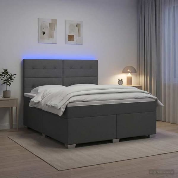 Maison Exclusive - Boxspring säng med madrass Mörkgrå 160 x 200 cm Tyg Mörkgrå
