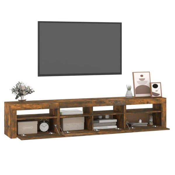Maison Exclusive - TV-möbel med LED-lampor, rökig ek 210x35x40 cm