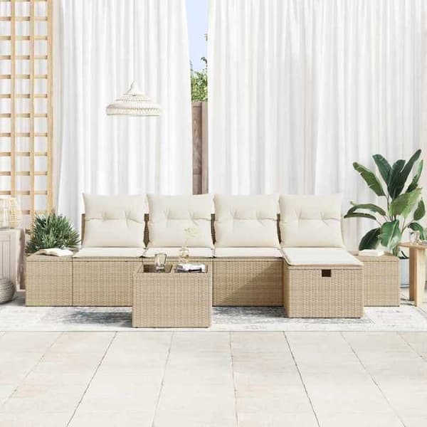 Lounge-soffor - MAISON EXCLUSIVE - Set 6 delar - UV-beständig polyrotin - Omkonfigurerbar modulär - Pulverlackerad stålram