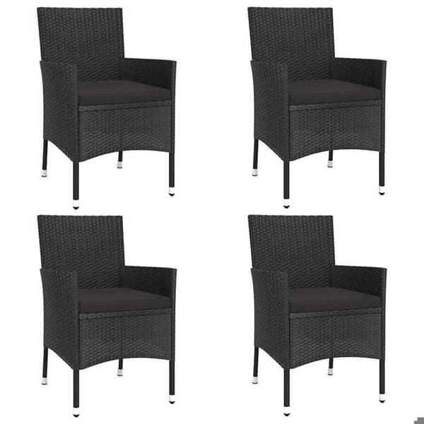 Maison Exclusive - Trädgårdsbistro-set 5 delar med svarta kuddar i polyrotting