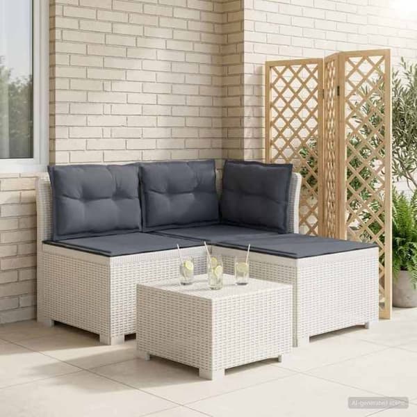 Trädgårdsoff 3 platser - MAISON EXCLUSIVE - Rattanslook - Vit - Polypropen - UV-beständig Vit