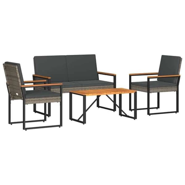 Maison Exclusive - 4 osan ulkokalustesarja Harmaa ja Tummanharmaa