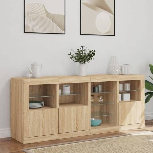 Maison Exclusive - Buffet med LED-lys egetræ sonoma 164x37x67 cm
