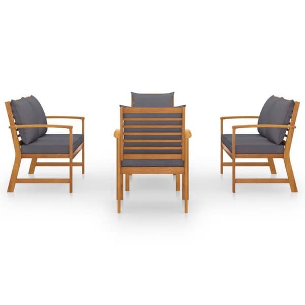 Maison Exclusive - Havegruppe 5 stk med pude i solid akacietræ