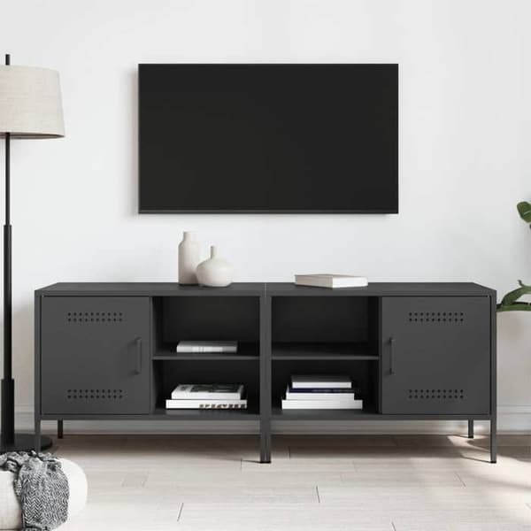 TV-møbel - MAISON EXCLUSIVE - Sæt med 2 dele - Sort - Stål - Industriel Svart
