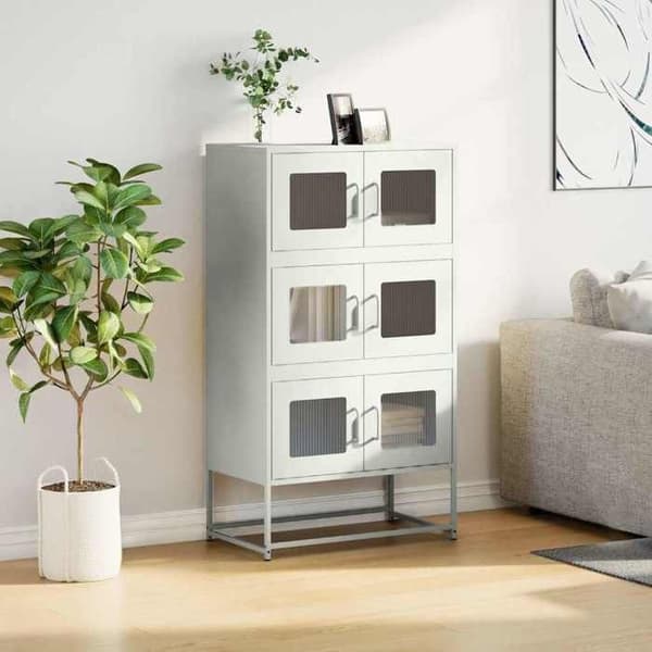 Maison Exclusive - Buffé hög vit 68x39x123 cm stål