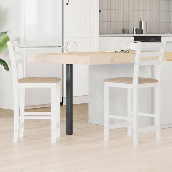 Maison Exclusive - Matstolar 2 st Massivt Gummiträ Vit
