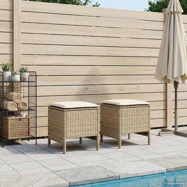 Maison Exclusive - 2 st Pouf för Trädgård i PE Rotsin Beige och Kräm