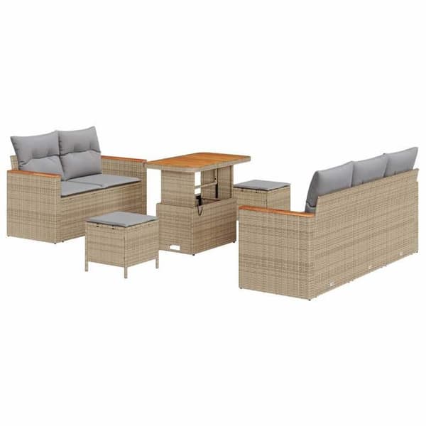 Trädgårdsmöbler - EXKLUSIVT HUS - Set med 8 delar - Beige - Hållbar polyrotting - Modulär design beige