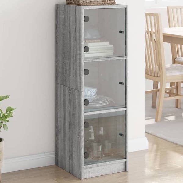 Maison Exclusive - Buffet med glasdøre sonoma grå 35x37x109 cm