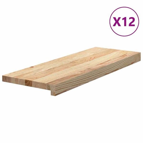 Trappe - EKSKLUSIV HUS - Ubehandlet massivt egetræ - 12 stk - 70x25x2 cm - Brun