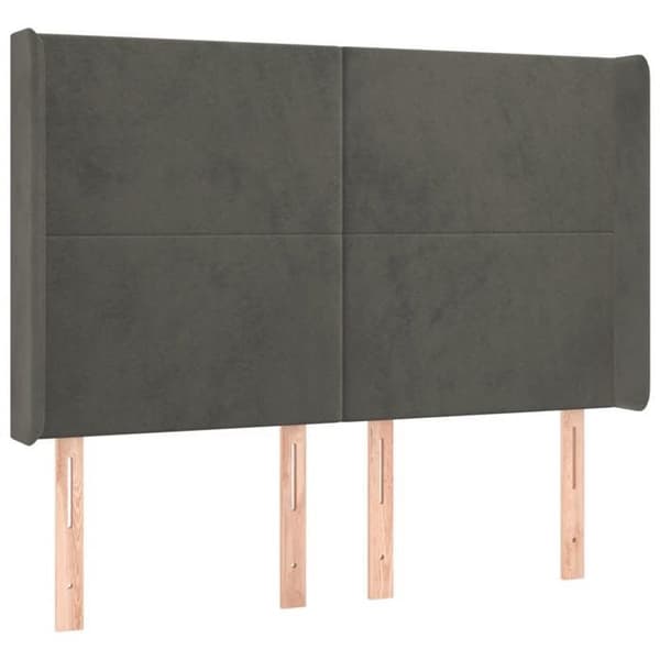 Maison Exclusive - LED-huvudgavel Mörkgrå 147x16x118/128 cm Sammet Mörkgrå