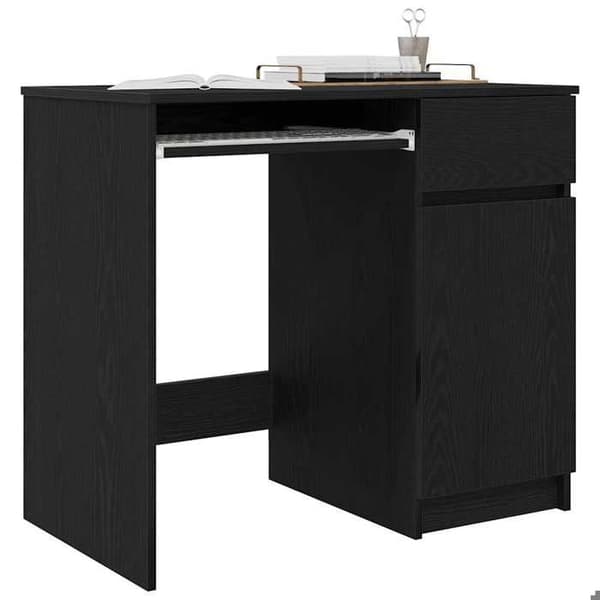 Maison Exclusive - Kontor i sort egetræ 86x49x76 cm ingeniørtræ svart ek