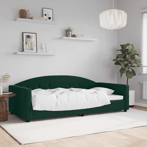 Maison Exclusive - Sängsoffa utan madrass mörkgrön 100x200 cm sammet