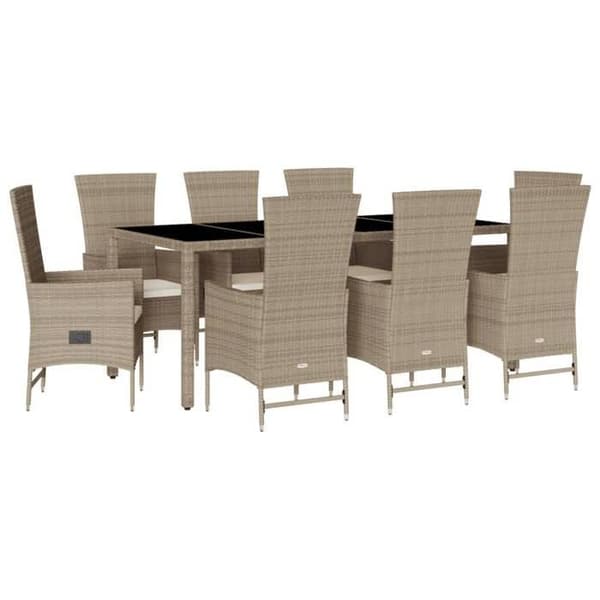 Maison Exclusive - Puutarhakalusteryhmä ja tyynyt 9 kpl beige Polyrottinki beige