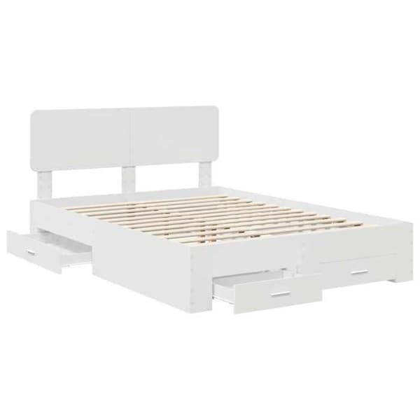 Maison Exclusive - Sängram med låda Vit 140 x 190 cm Ingenjörsträ